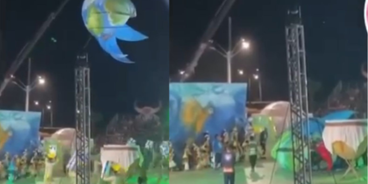 VÍDEO: ‘cunhã-poranga’ cai de guindaste durante Festival Folclórico de Humaitá