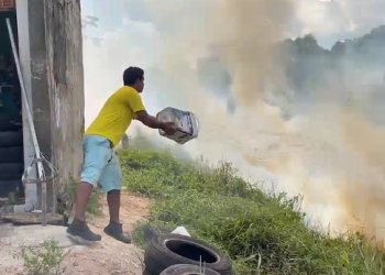 Desde sábado fogo consome vegetação no Buracão do Nova Vitória e preocupa moradores