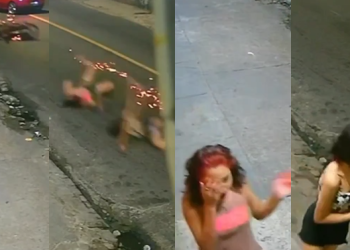 Câmeras flagram novinhas sendo ‘raladas’ no asfalto após queda de moto em Manaus; veja