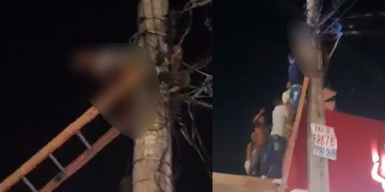 Vídeos: Mexendo em fios do poste de energia, homem fica ‘grudado’ no Viver Melhor