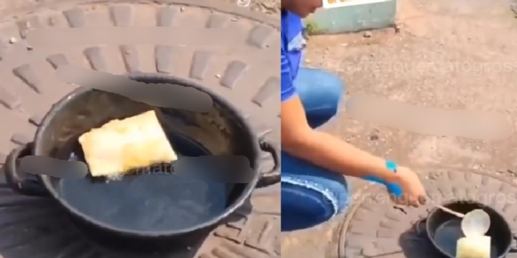 Será que tá quente? Mulher frita pastel top na calçada e diz que tá ‘fresquinho’; veja