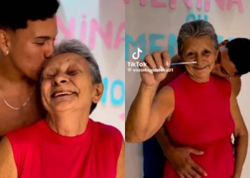 Vovó de 61 anos viraliza nas redes sociais ao dizer que está grávida do novinho de 21 anos