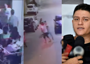 Vídeo: No Amazonas, delegado agride e aponta arma para homem em pizzaria