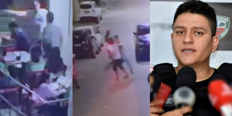 Vídeo: No Amazonas, delegado agride e aponta arma para homem em pizzaria