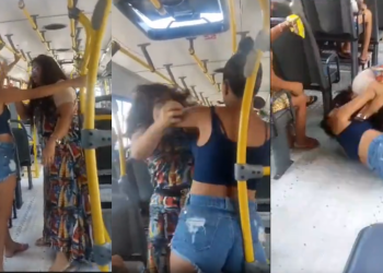 Mulher dá de cara com amante do marido no coletivo e arma barraco; assista