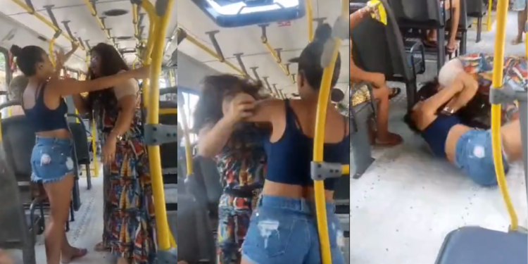Mulher dá de cara com amante do marido no coletivo e arma barraco; assista