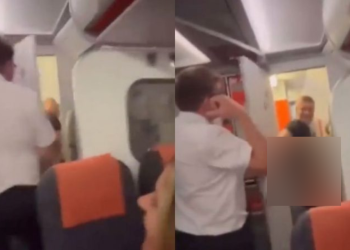 Casal é flagrado no vuco-vuco dentro de banheiro de avião; veja o vídeo