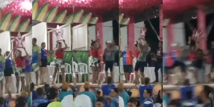 Dirigente do Boi Bumbá Tira Prosa arremessa troféu no chão após ficar em 2º lugar