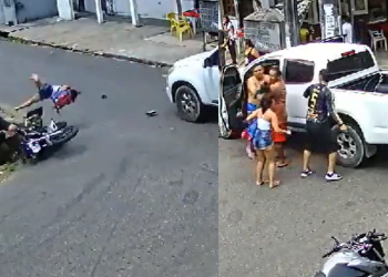 Vídeo: Menino de 5 anos cai em bueiro após moto onde estava ser atropelada em Manaus