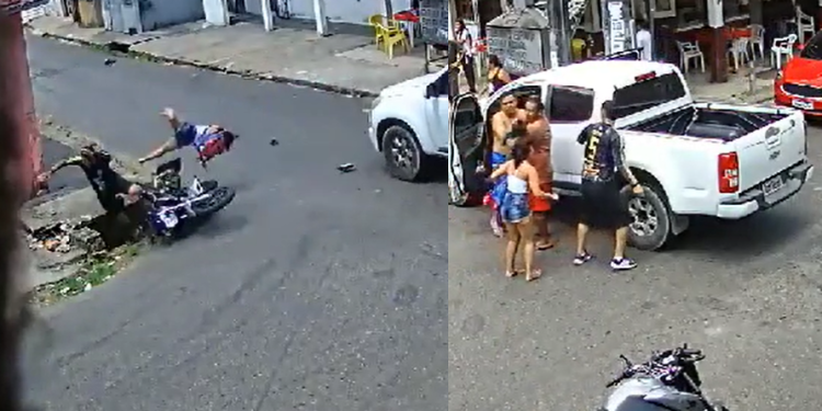 Vídeo: Menino de 5 anos cai em bueiro após moto onde estava ser atropelada em Manaus
