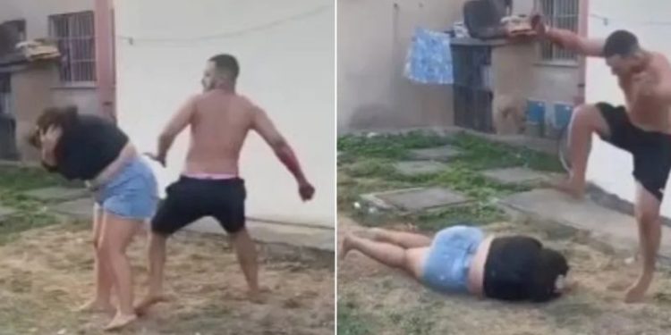 Marido é filmando dando chutes e socos na cabeça da companheira