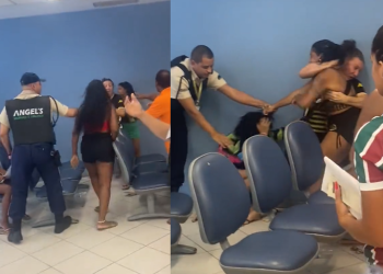 Mulher diz que marido militar tem preferência na Caixa Econômica e mulherada sai no soco com ela; vídeo