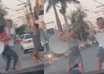 Rivais usam antena de tv a cabo para quebrar a cara uma da outra por causa de macho