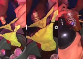 Jovens filmam whisky ‘coado’ na calcinha usada em bar no Alvorada e povo debocha: ‘Devia ser de um deles’