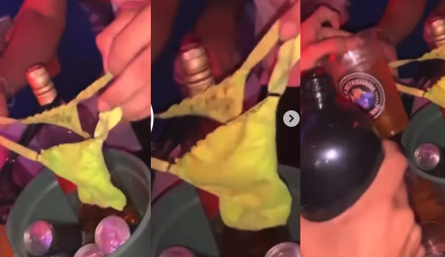 Jovens filmam whisky ‘coado’ na calcinha usada em bar no Alvorada e povo debocha: ‘Devia ser de um deles’