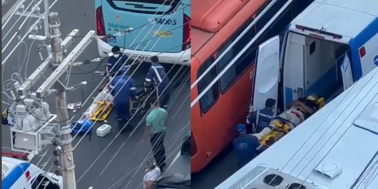 Motociclista vai parar embaixo de ônibus durante acidente em Manaus; assista