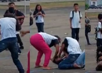 Vídeo mostra alunas brigando pelo mesmo namorado na saída da escola no Amazonas