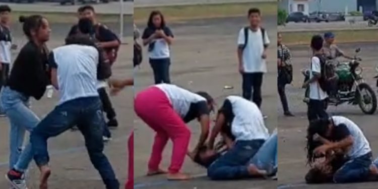 Vídeo mostra alunas brigando pelo mesmo namorado na saída da escola no Amazonas