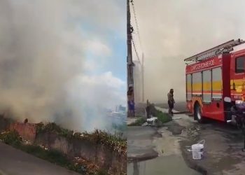 Vídeo mostra fumaça tomando conta da zona oeste de Manaus durante incêndio na Av. Brasil