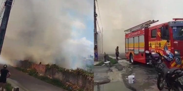 Vídeo mostra fumaça tomando conta da zona oeste de Manaus durante incêndio na Av. Brasil
