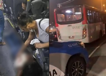 Vídeos: Quadrilha rouba ônibus e na fuga joga granada deixando três passageiros feridos