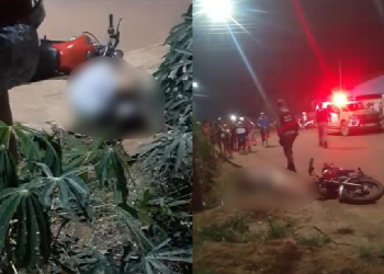 Vídeos: Mulher tem a moto emparelhada por pistoleiros e morre com vários tiros no interior do AM