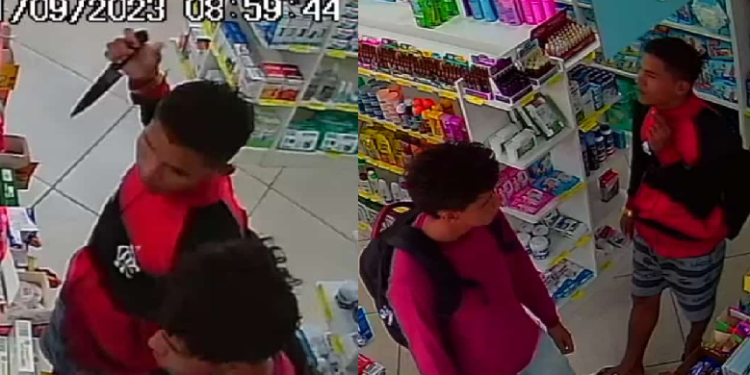 Olha a faca! Dupla resolve ‘sextar’ roubando drogaria e tocando o terror em Manaus