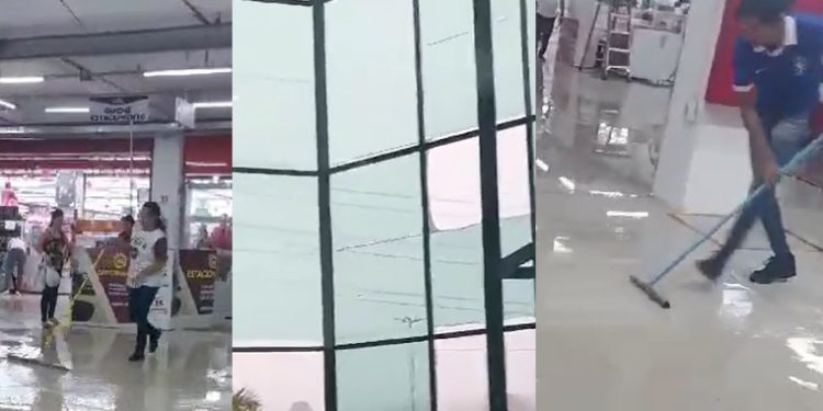 Vídeo: temporal quebra janelas, provoca correria e alaga Shopping Cidade Leste em Manaus