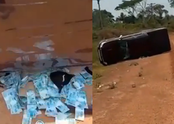 No AM, criminosos sequestram dono de drogaria, capotam e deixam dinheiro cair na fuga