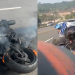 Vídeo: Moto pega fogo e motociclista morre em acidente violento