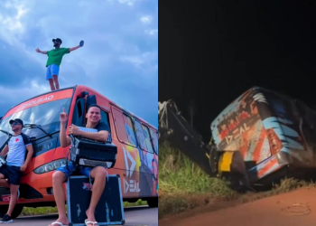Vídeo: Ônibus da banda Forró Ideal tomba a caminho de show: “livramento, meu Deus”