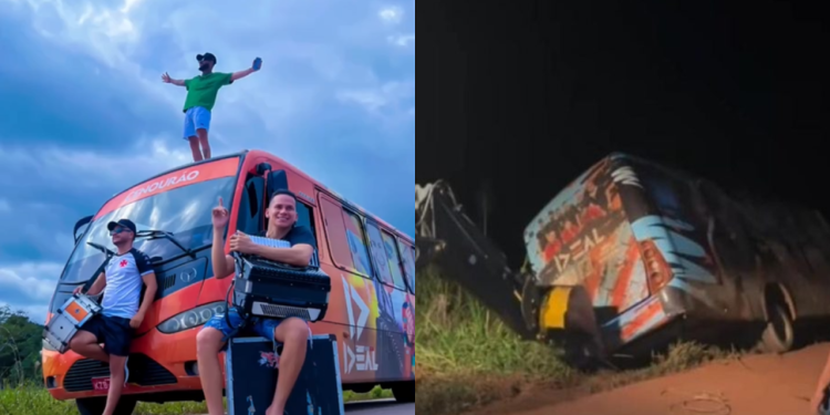 Vídeo: Ônibus da banda Forró Ideal tomba a caminho de show: “livramento, meu Deus”