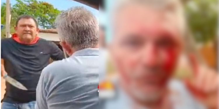 Vídeo: Vereador do PT dá facada em jornalista que fazia matéria sobre irregularidades em obra pública
