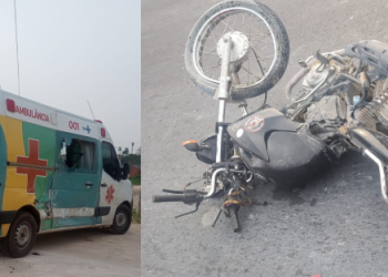 Motociclista a caminho do trabalho colide moto com ambulância na AM-010 e morre na hora