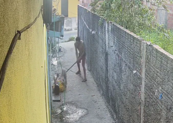 Vídeo mostra homem dando pauladas em mulher após supostamente tentar estuprá-la