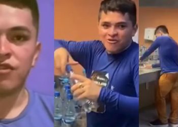 Ambulante que encheu garrafas no banheiro da Arena da Amazônia diz que só vende ‘água lacrada’