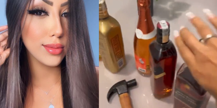 Vídeo: Influenciadora é deixada sozinha limpando a casa e quebra todas as bebidas do namorado