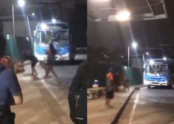 Vídeo: Em Manaus, merendeiro é espancado após discussão em parada de ônibus