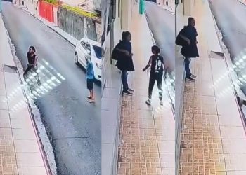Vídeo: delinquentes rendem mulher, roubam celular e depois correm em Manaus