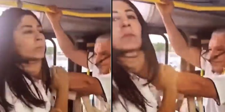 Vídeo: idoso agride passageira que se recusou a dar lugar preferencial no ônibus