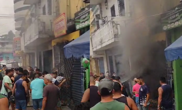 Grande incêndio em loja no Centro de Manaus dificulta ainda mais a qualidade do ar; veja
