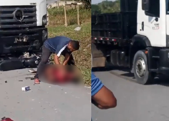 Vídeo: Casal com cri@nç@ são atropelados por caminhão em Manaus; uma das vítimas teve fratura