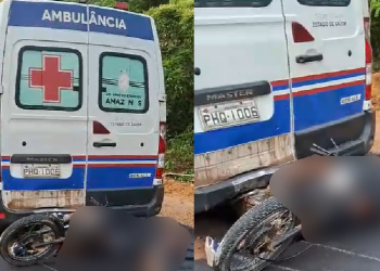 Vídeo: Motoqueiro morre ao ser atingido por ambulância em Novo Airão e condutor foge