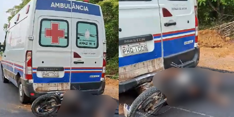 Vídeo: Motoqueiro morre ao ser atingido por ambulância em Novo Airão e condutor foge