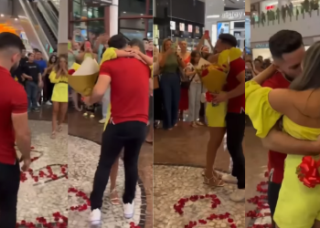 O amor está no ar! Romântico faz pedido de namoro inusitado em pleno shopping Manauara; vídeo