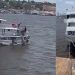 Estiagem faz embarcação de grande porte encalhar na entrada de Manaus;  veja vídeo