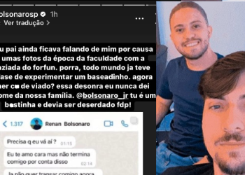 Em print que seria de Eduardo Bolsonaro, ele chama Renan de ‘bostinha’ e diz que irmão devia ser ‘deserdado’