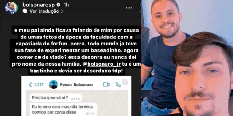 Em print que seria de Eduardo Bolsonaro, ele chama Renan de ‘bostinha’ e diz que irmão devia ser ‘deserdado’