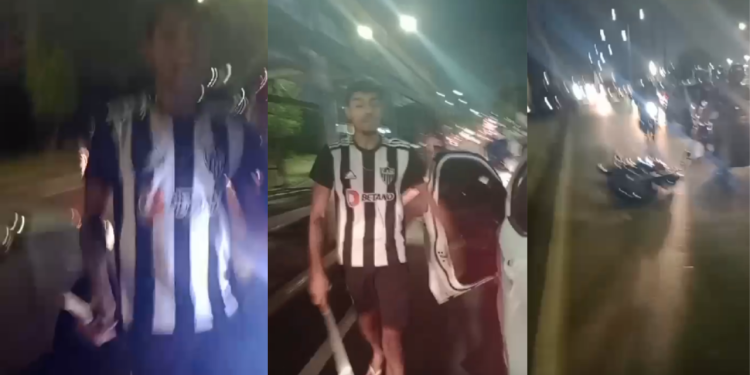Vídeo: Motorista atropela motoqueiro e puxa facão para vítima em Manaus