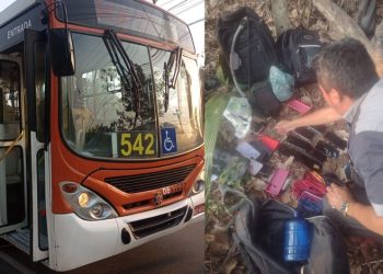 Durante fuga, bandidos deixam bolsa com celulares roubados cair